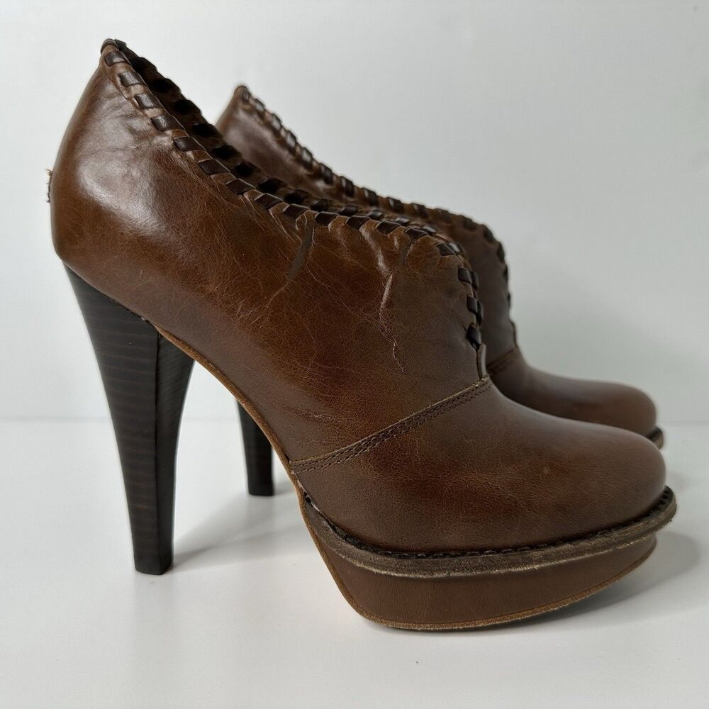 UGG Brown Leather Platform Ankle Pumps - Picture 4 of 16
